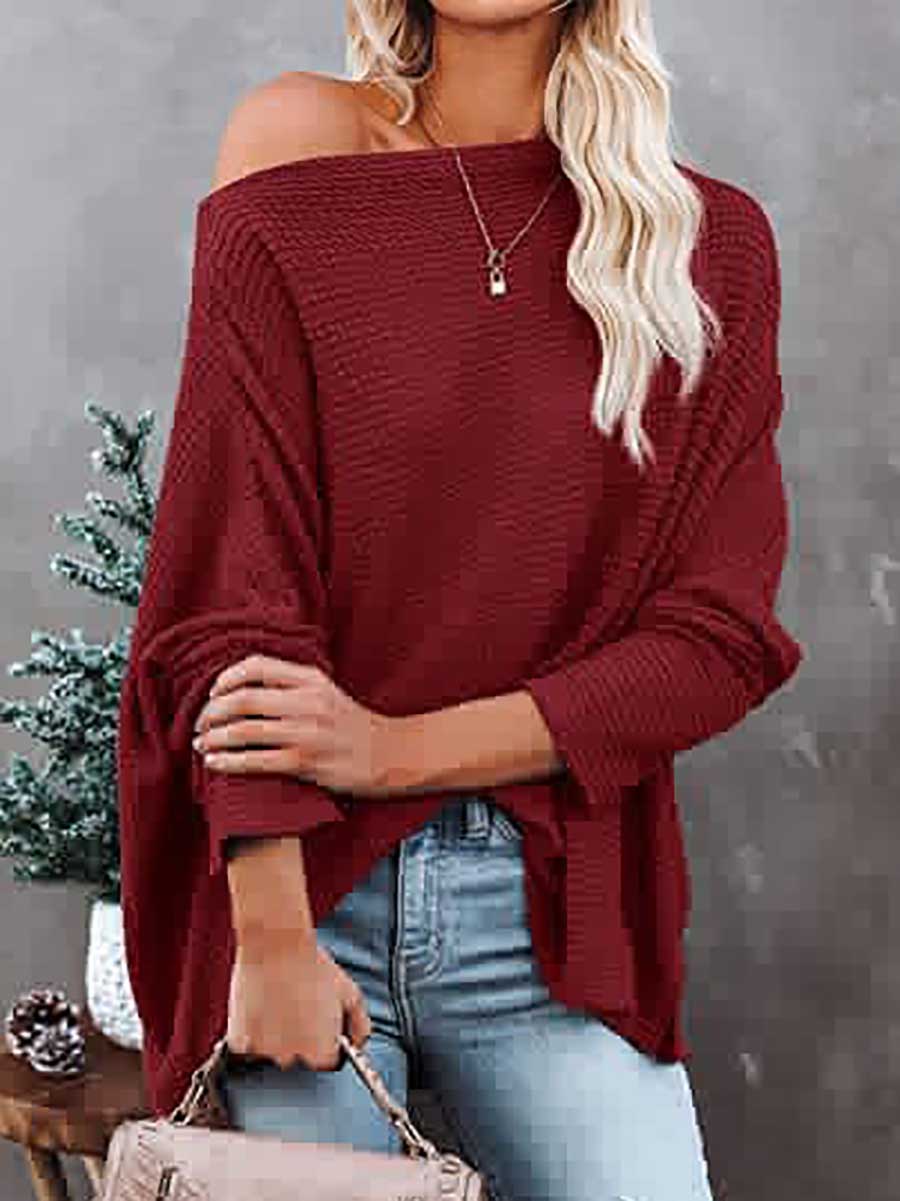 Stunncal Knitted waffle slouchy top