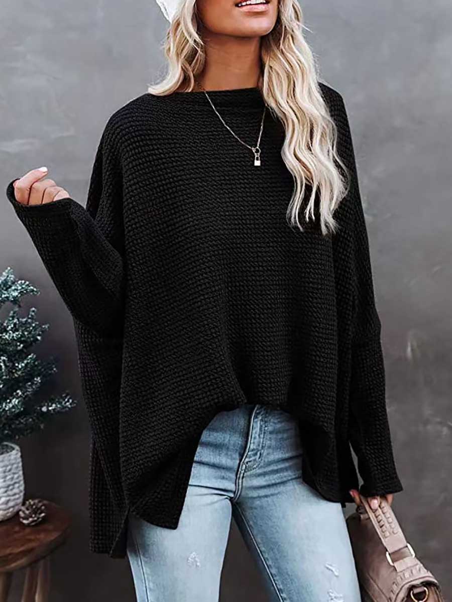 Stunncal Knitted waffle slouchy top