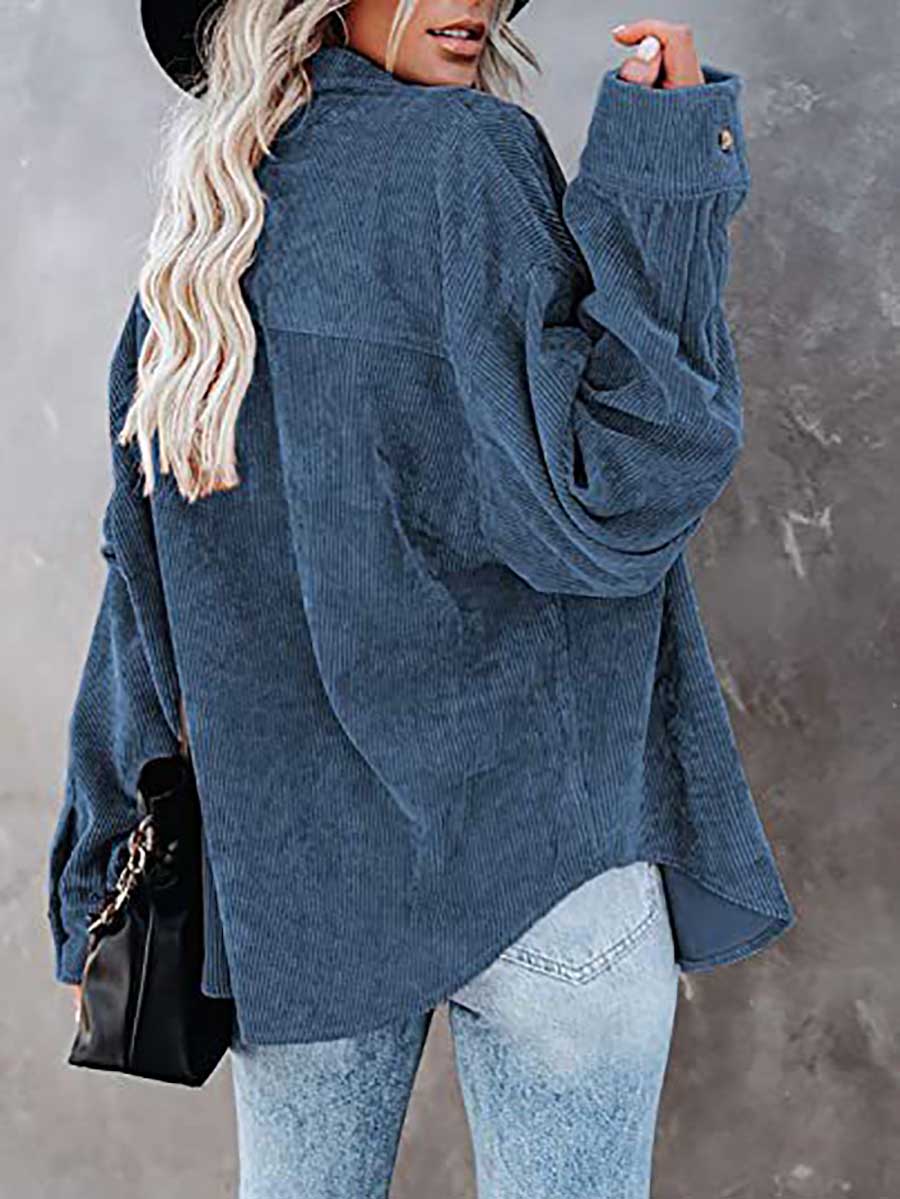 Stunncal Corduroy Lapel Button Down Shirt