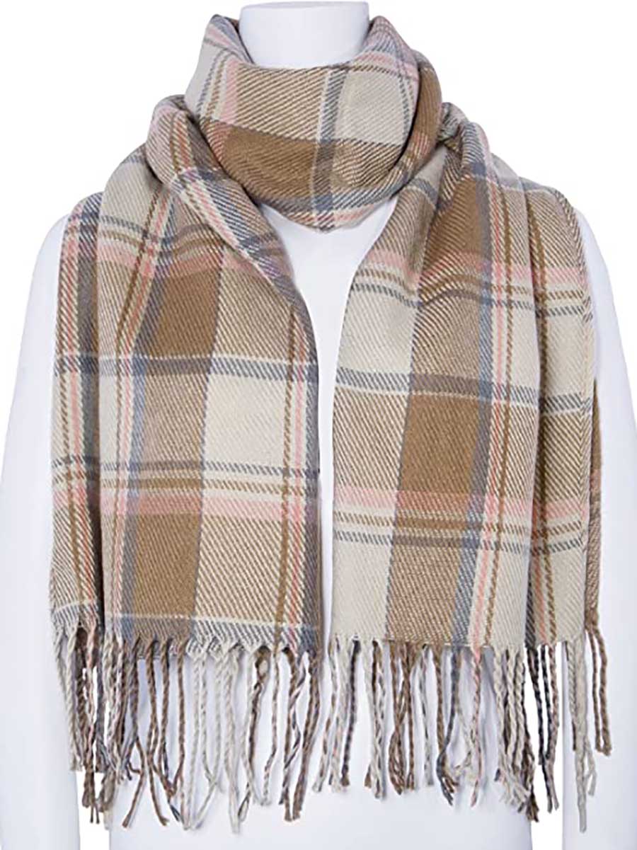 Stunncal Warm Plaid Tassel Scarf