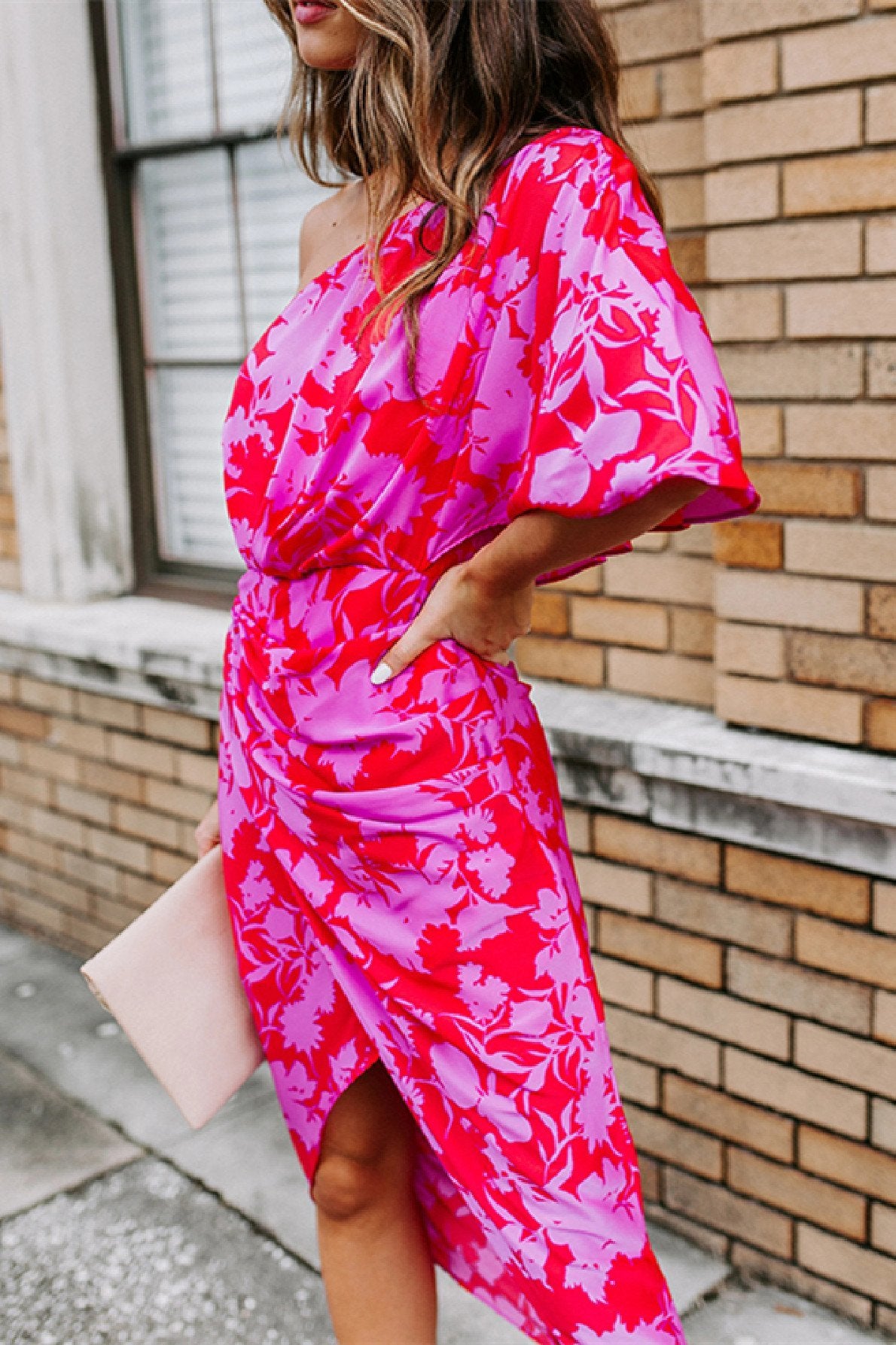 Stunncal One shoulder Tulip Hem Printed Dress