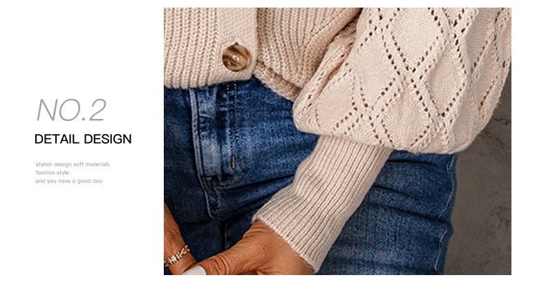 Stunncal Solid Color Loose Puffy Sleeve Sweater (5 colors)