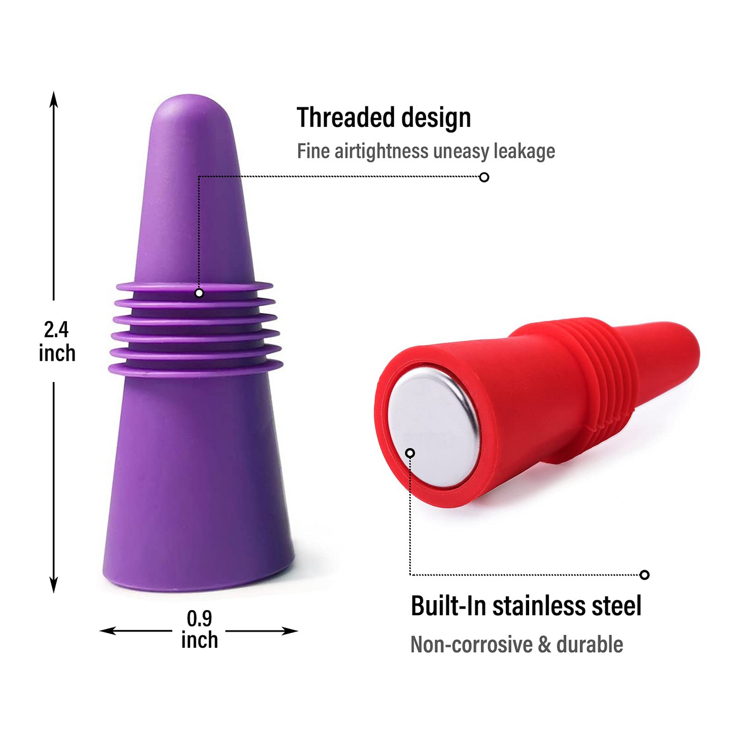 8-Pack Colorful Silicone Wine Bottle Stoppers – Reusable, Airtight Seal