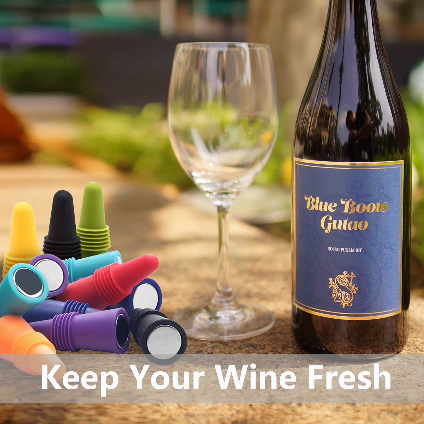 8-Pack Colorful Silicone Wine Bottle Stoppers – Reusable, Airtight Seal