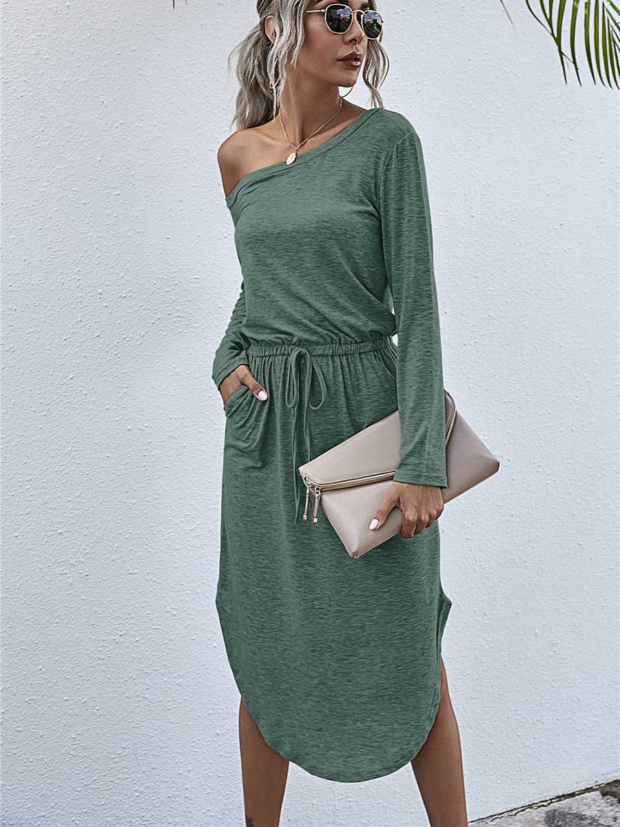 Stunncal Strapless Long Sleeve Split Dress