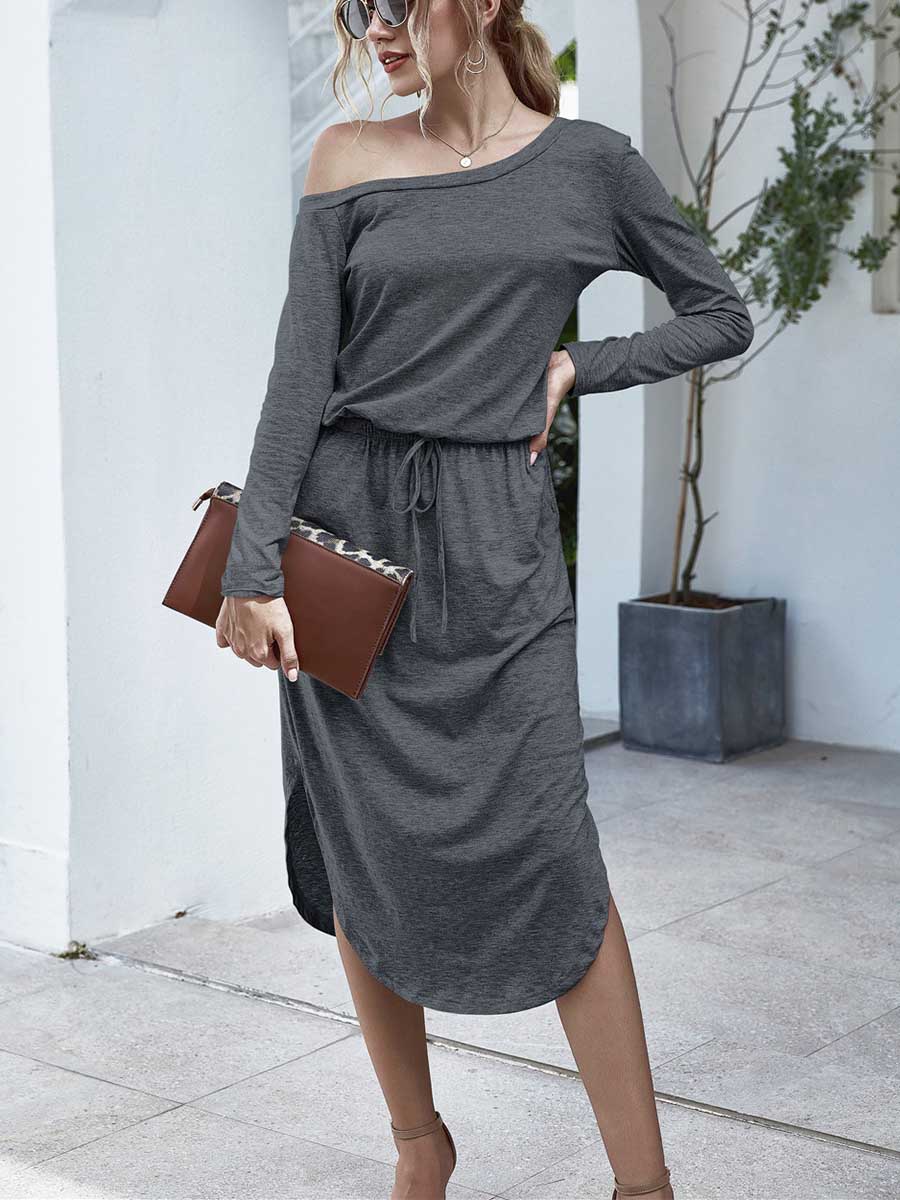 Stunncal Strapless Long Sleeve Split Dress