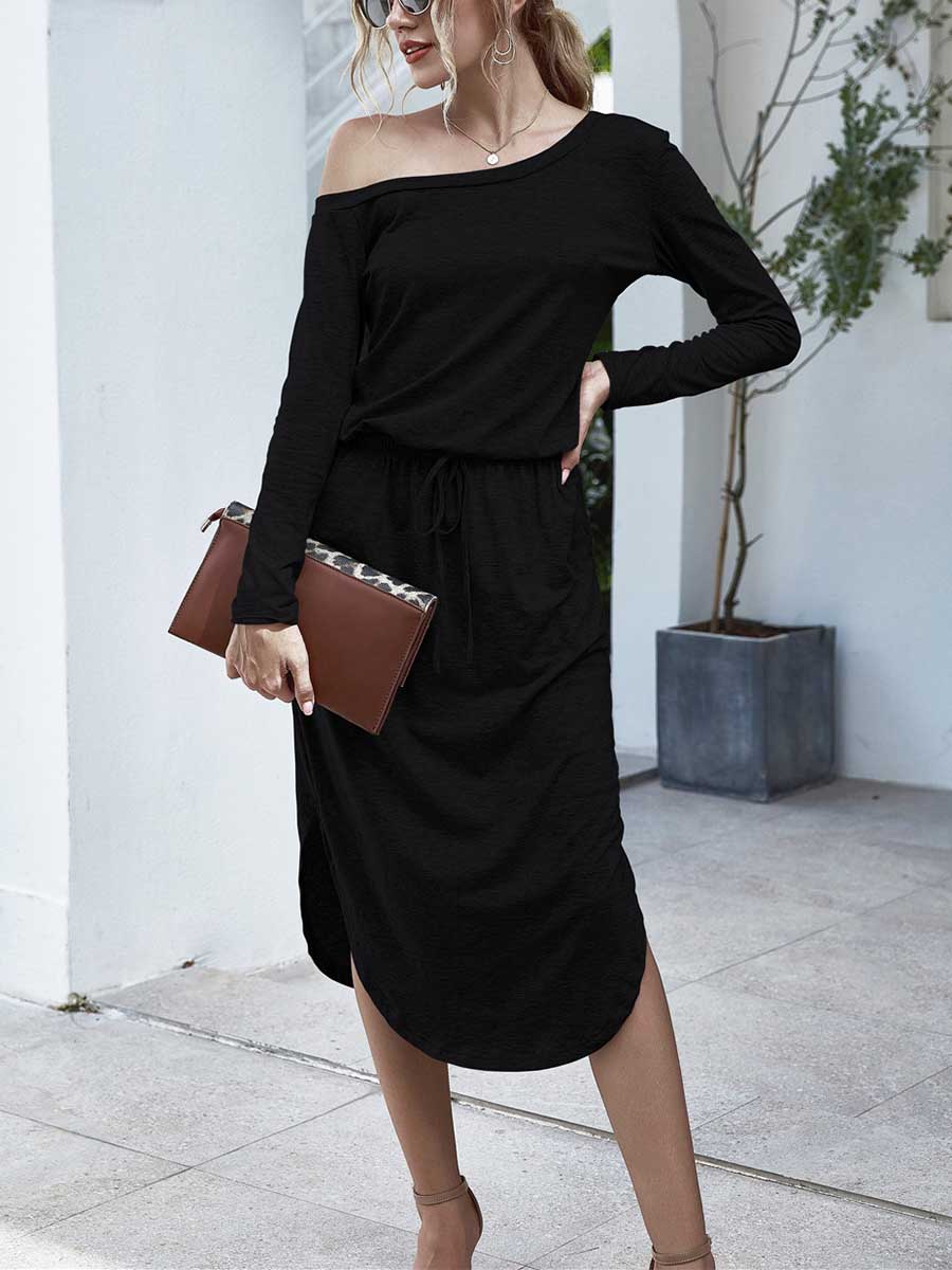 Stunncal Strapless Long Sleeve Split Dress