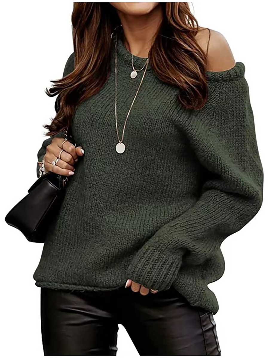 Stunncal Strapless Sexy Crew Neck Sweater