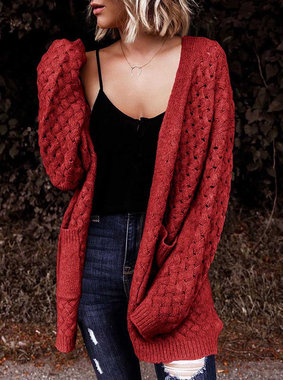 Stunncal Long Sleeve Chunky Twisted Knit Cardigan Sweater Jacket