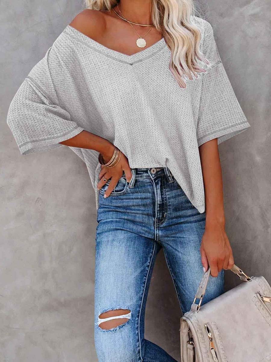 Stunncal V-Neck Dolman Sleeve Top