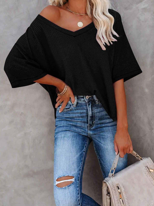 Stunncal V-Neck Dolman Sleeve Top
