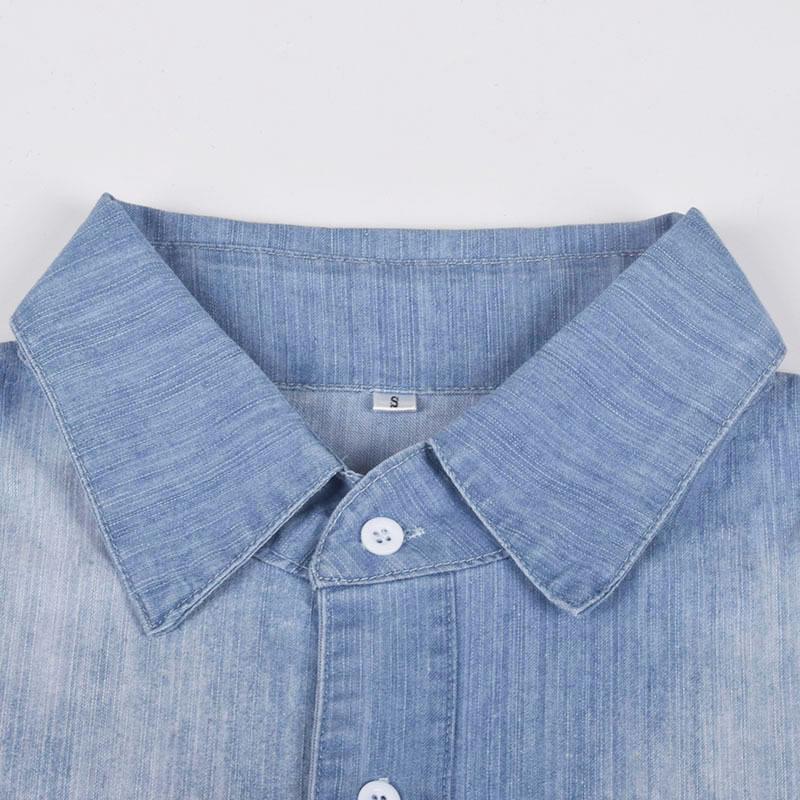 Stunncal Button Short Sleeve Denim Dress