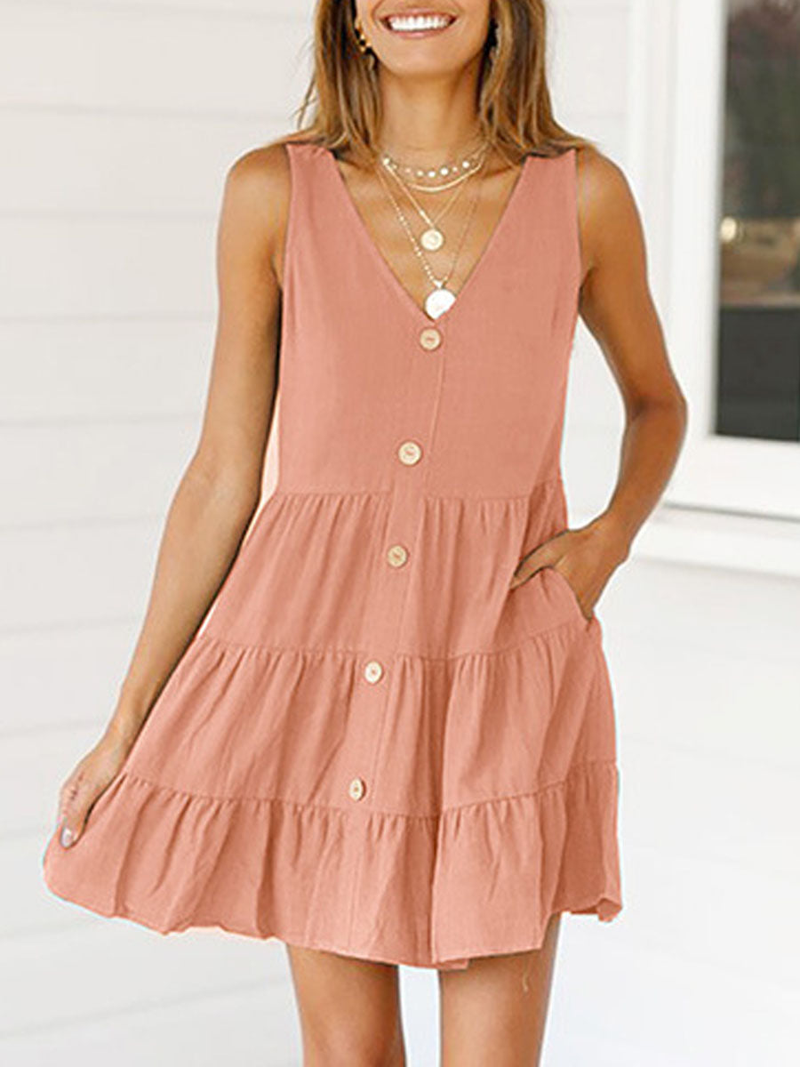 Stunncal Pleated Design Mini A Line Dress