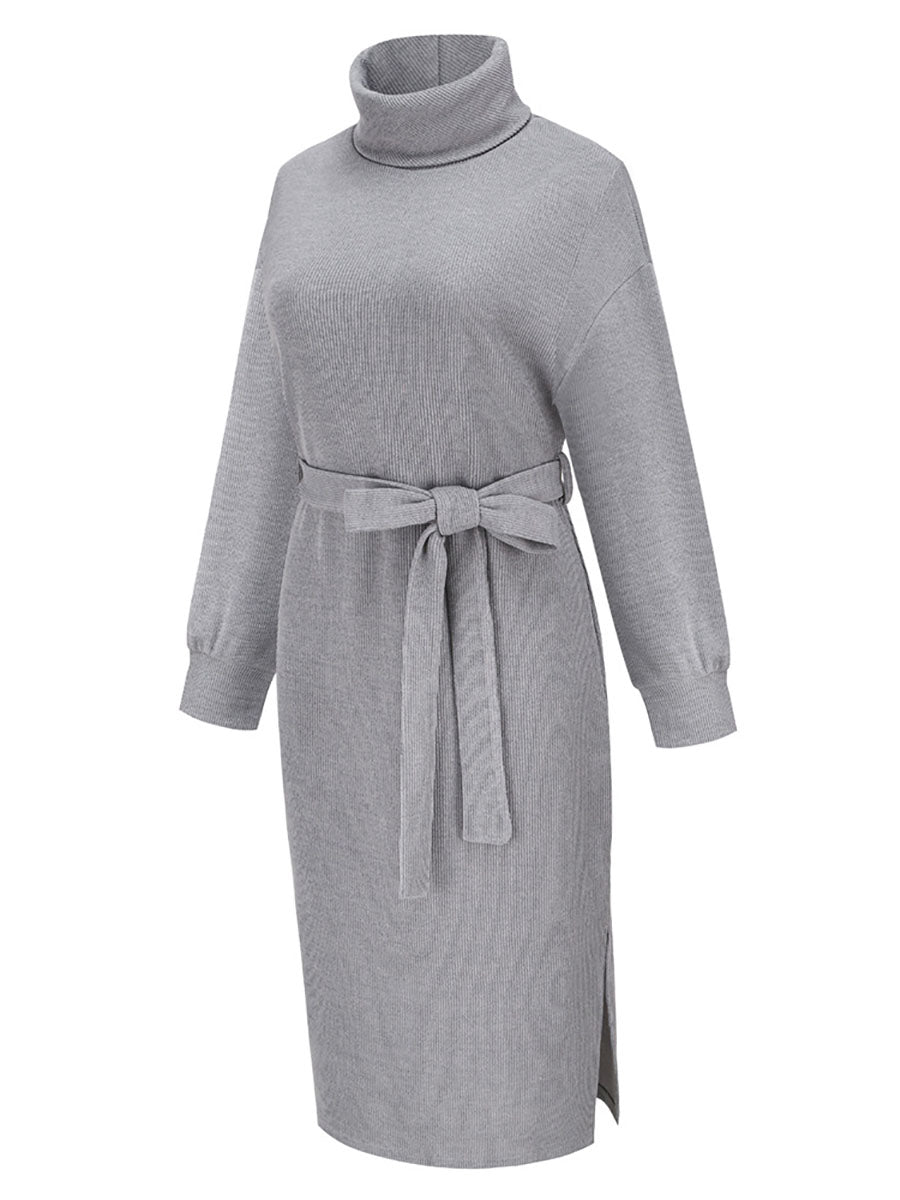 Stunncal High Neck Lace-Up Knit Dress(4 colors)