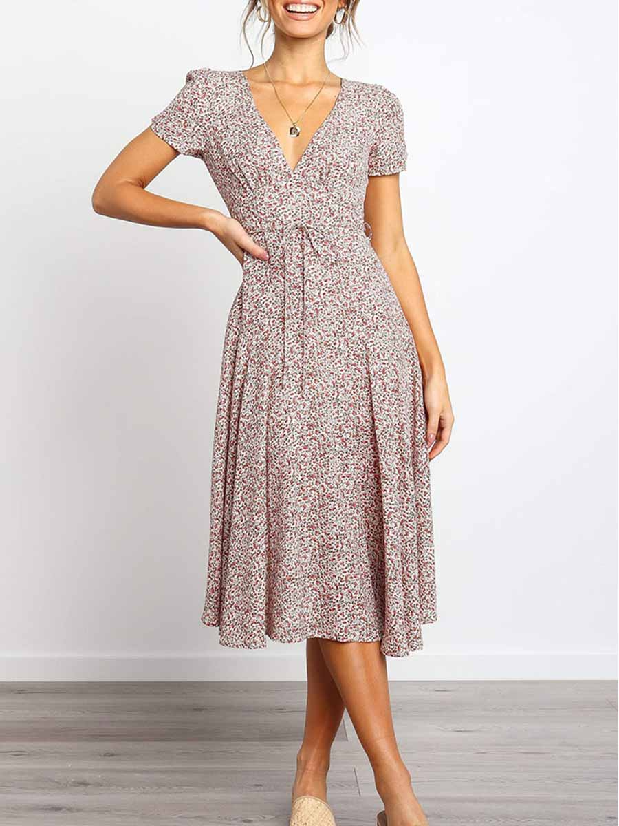 Stunncal Print Dot Belt Dress