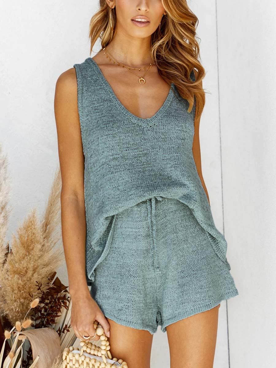 Stunncal Casual Knit Skirt Two Set