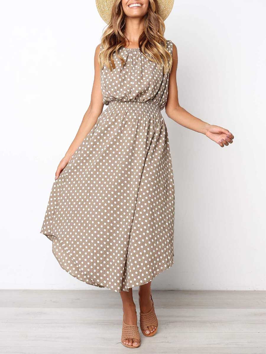 Stunncal Sleeveless Dot Dress