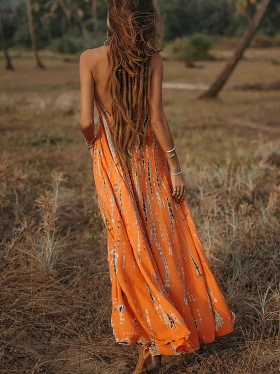Stunncal V-Neck Printed Camisole Dress