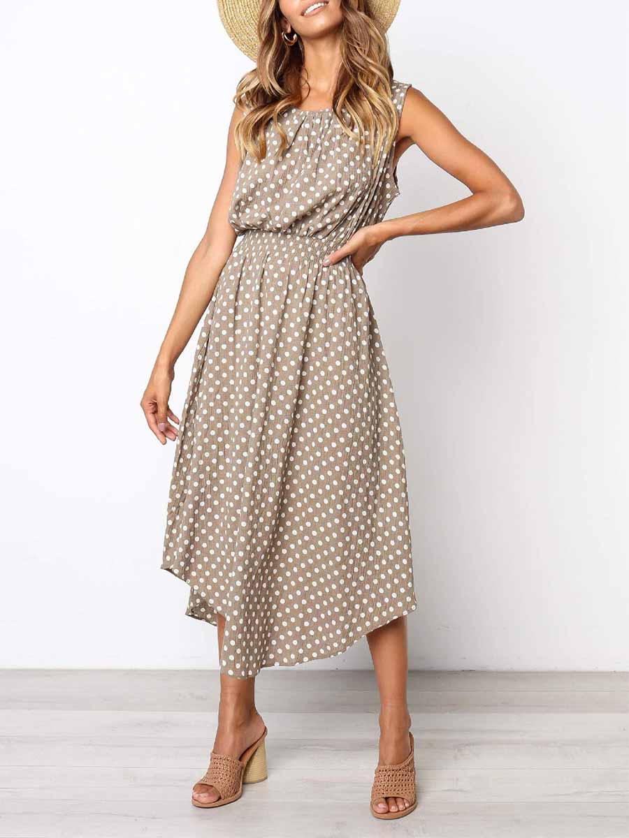 Stunncal Sleeveless Dot Dress