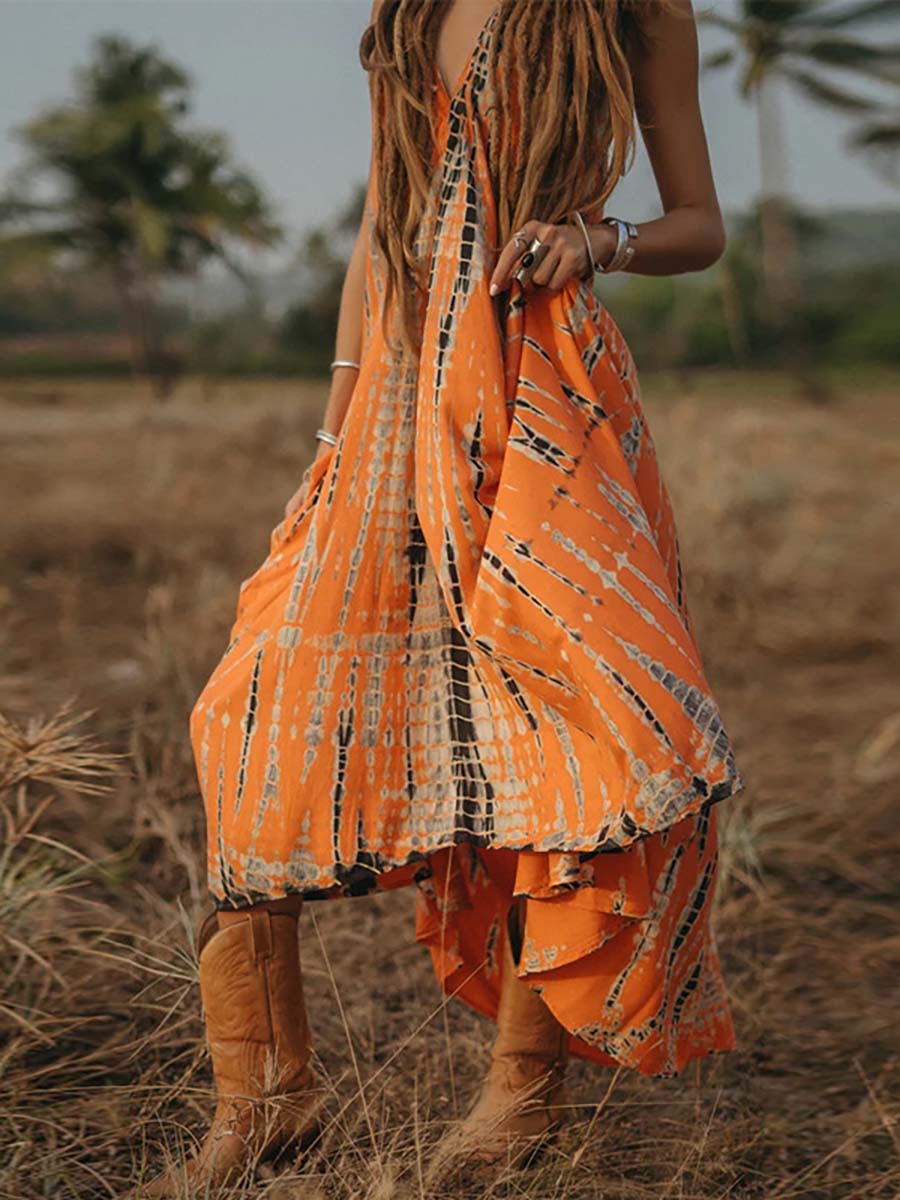 Stunncal V-Neck Printed Camisole Dress