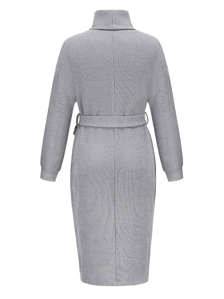 Stunncal High Neck Lace-Up Knit Dress(4 colors)