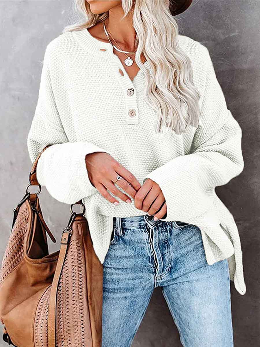 Stunncal Comfy Button Sweater