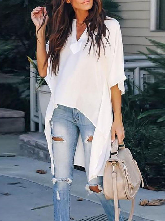 Stunncal V-neck Loose Raglan Top